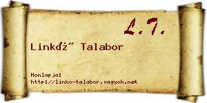 Linkó Talabor névjegykártya